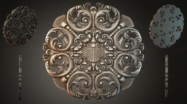 Round decor, rosettes Round rosette with volutes and a basin 3d model