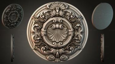 Round decor, rosettes Round ceiling rose with acanthus ornament and shell 3d model