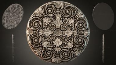 Round decor, rosettes Round rosette with twisted spirals and fan motifs 3d model