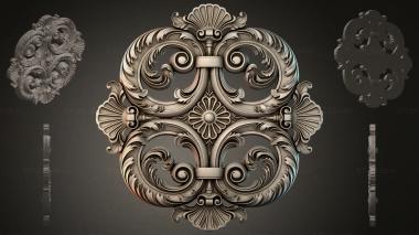 Round decor, rosettes Cartouche with scrolls and baroque shells 3d model