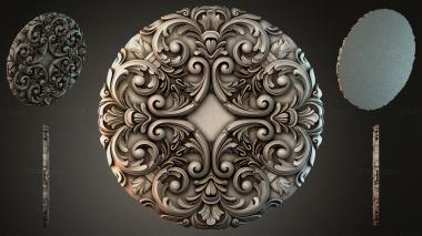 Round decor, rosettes Round rosette with volutes and acanthus leaves for CNC 3d model