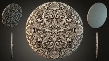 Round decor, rosettes Round panel with vines and shells 3d model