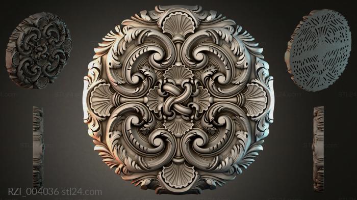 Круглый декор, розетки (RZI_004036) 3D модель для ЧПУ станка