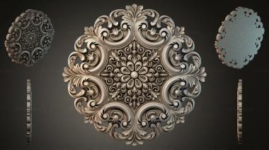 Round decor, rosettes Oval carved panel with acanthus and baroque scrolls 3d model