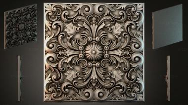 Round decor, rosettes Panel with symmetrical floral ornament and spiral elements 3d model