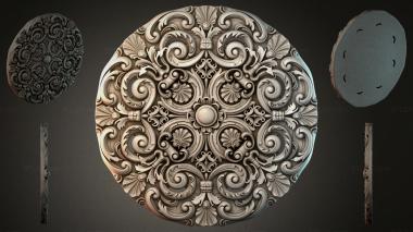 Round decor, rosettes Round rosette with volutes and shells 3d model