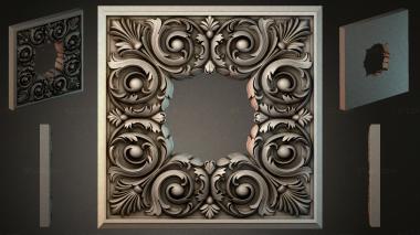 Round decor, rosettes Square ornament with curls and rosettes 3d model