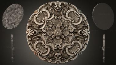 Round decor, rosettes Round panel with acanthus scrolls and radial rosette ornament 3d model