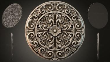 Round decor, rosettes Round decorative rosette with grapevine and central flower 3d model