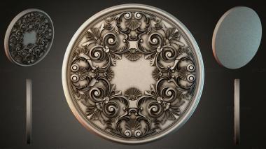 Round decor, rosettes Round rosette with volutes and shells 3d model