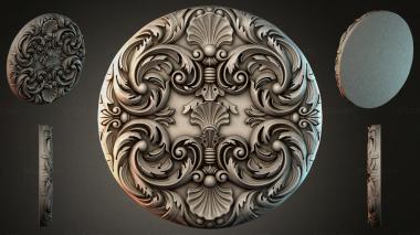 Round decor, rosettes Round carved rosette with acanthus and spiral scrolls 3d model