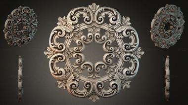 Round decor, rosettes Volute rosette with acanthus leaves 3d model