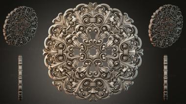 Round decor, rosettes Carved square medallion with baroque volutes and curls 3d model