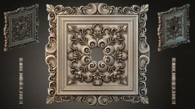 Round decor, rosettes Panel with scrolls and a central medallion in the Baroque style 3d model