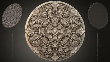 Round decor, rosettes Round panel with acanthus ornament and spiral scrolls 3d model
