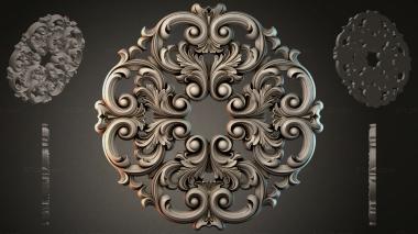 Round decor, rosettes Cartouche with acanthus scrolls Baroque 3d model