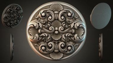 Round decor, rosettes Round medallion with volutes and shells 3d model