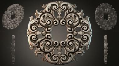Round decor, rosettes Cartouche with scrolls and palmettes 3d model