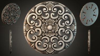 Round decor, rosettes Round rosette with volutes and shells 3d model