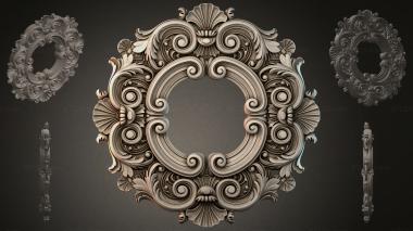 Round decor, rosettes Cartouche with volutes and shells 3d model