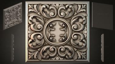 Round decor, rosettes Medallion with volutes and spiral curls 3d model