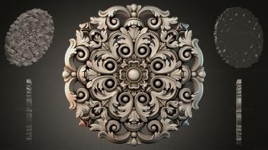 Round decor, rosettes Carved ceiling medallion with scrolls and a central flower 3d model
