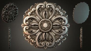Round decor, rosettes Square rosette with volutes and a central medallion 3d model