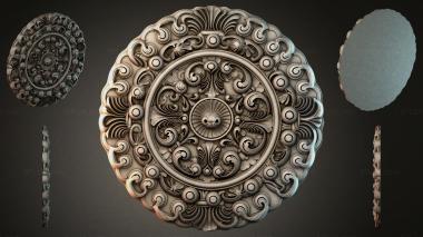 Round decor, rosettes Round rosette with acanthus and spirals 3d model