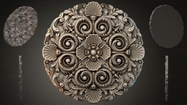 Round decor, rosettes Round rosette with volutes and fan leaves 3d model