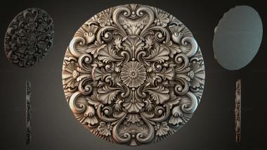 Round decor, rosettes Round rosette with volutes and floral scrolls 3d model