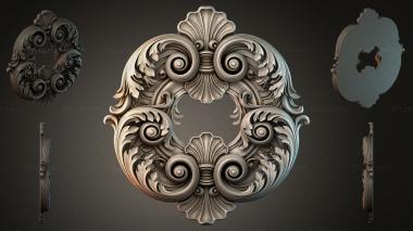 Round decor, rosettes Ceiling rosette with curls and spirals 3d model