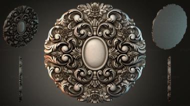 Round decor, rosettes Oval medallion with scrolls and a central cartouche 3d model