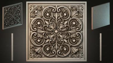 Round decor, rosettes Panel with volutes and acanthus leaves 3d model
