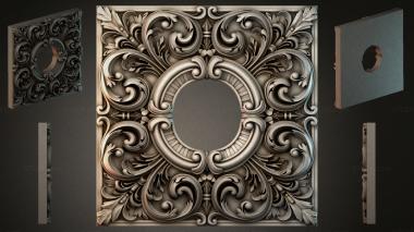 Round decor, rosettes Carved medallion with scrolls and a central oval 3d model