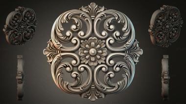 Round decor, rosettes Round panel with acanthus ornament and spiral scrolls 3d model