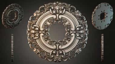 Round decor, rosettes Round rosette with grape leaves and spirals 3d model