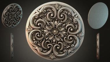Round decor, rosettes Rosette with volutes and a floral center 3d model