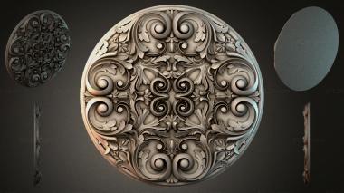 Round decor, rosettes Round rosette with volutes and leaves 3d model