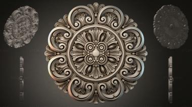 Round decor, rosettes Carved medallion with acanthus and volutes 3d model