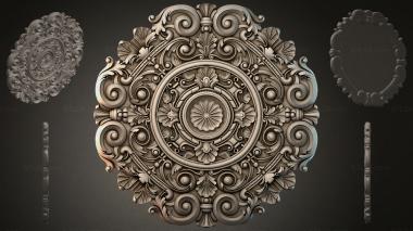 Round decor, rosettes Square medallion with swirls and floral patterns 3d model