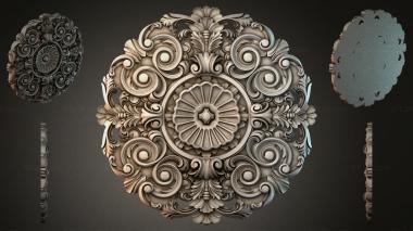 Round decor, rosettes Round rosette with volutes and a central rosette 3d model