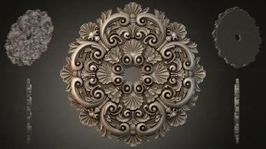 Round decor, rosettes Classic rosette with swirls and shells 3d model