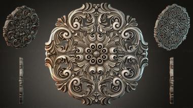 Round decor, rosettes Square carved panel with wavy spirals and a central ornament 3d model