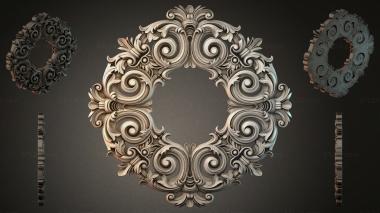 Round decor, rosettes Round rosette with volutes and leaves in the Baroque style 3d model