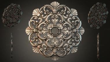 Round decor, rosettes Rosette with scrolls and shells 3d model
