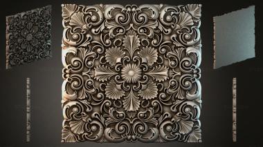 Round decor, rosettes Panel with volutes and sinks 3d model