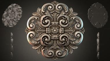 Round decor, rosettes Baroque carved ornament with volutes and a shell 3d model