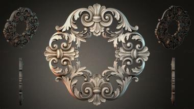 Round decor, rosettes Cartouche with scrolls and leaves in rocaille style 3d model