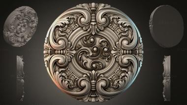 Round decor, rosettes Round rosette with baroque volutes 3d model