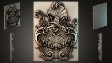Round decor, rosettes Cartouche with shells and scrolls 3d model